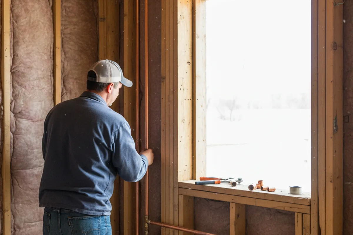 Licensed plumber running new copper supply lines in a Baldwinsville home